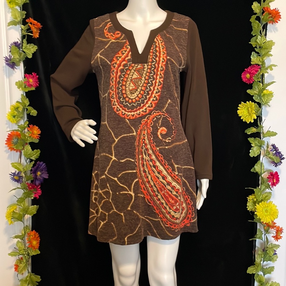 ARYEH ANTHROPOLOGY BROWN SWEATER MINI DRESS SIZE MEDIUM
